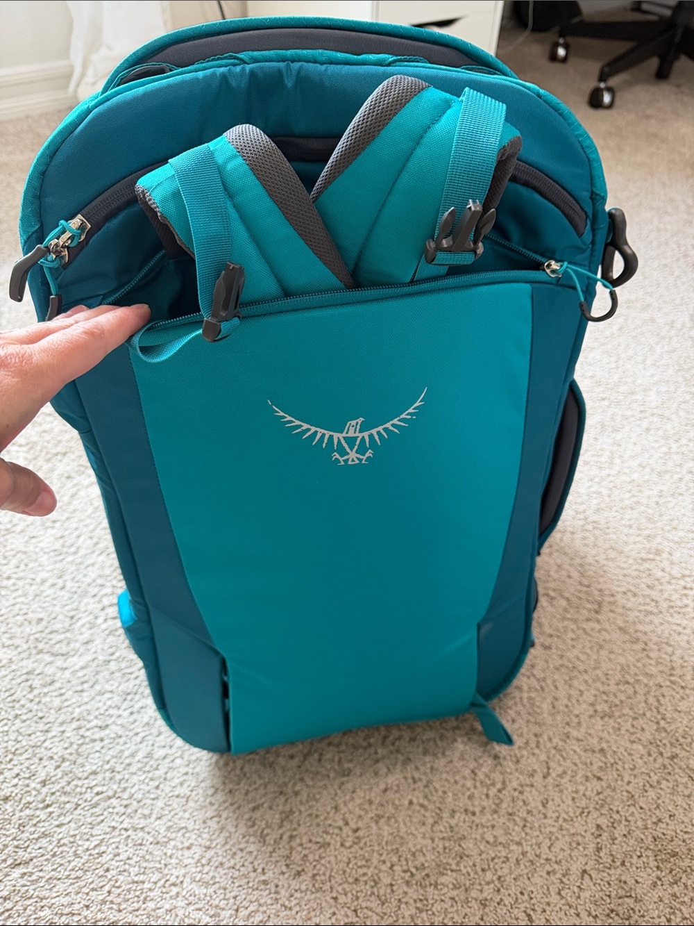 NWT OSPREY porter 46 Teal Travel Backpack - Picture 11 of 17